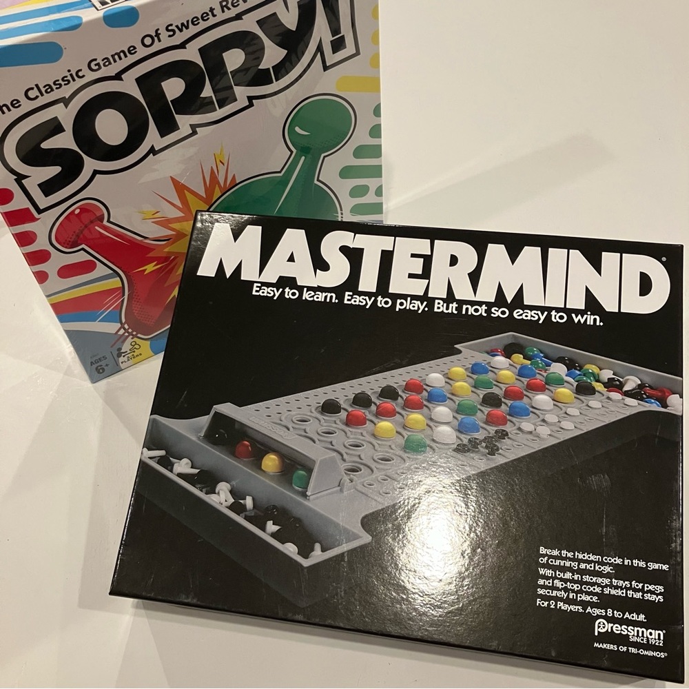 Two Board Games Sorry & Mastermind